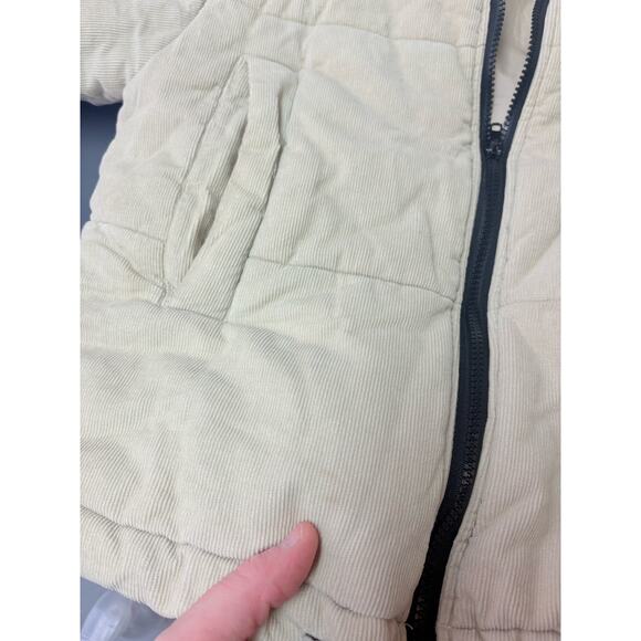 Princess Polly Beige Corduroy Cropped Puffer Jacket Size 0 Zip Front Coat - Picture 11 of 12